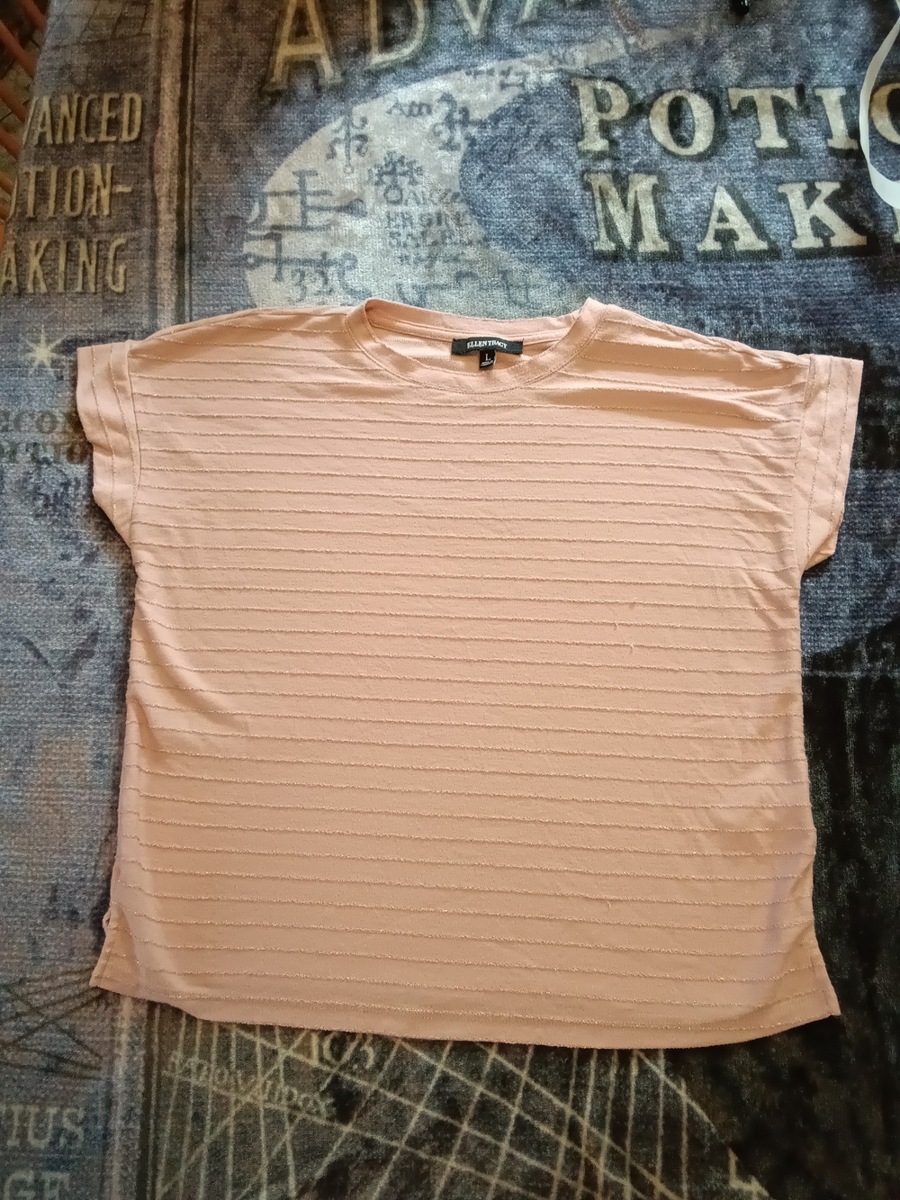 Ellen Tracy Women's Light Pink Short Sleeve Textured Top